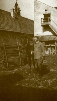 Ján Lassovszký on his property (farm)
