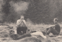 Camping in Lví potok in Malá Úpa in 1959