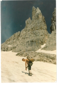 František Jaroš going rock climbing in the Alps 