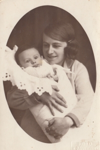 Hedvika Huschová with her firstborn son Richard