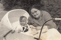 Hedvika Huschová with her grandchild