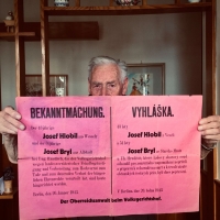 Německo-český plakát o popravě otce, MUDr. Josefa Hlobila