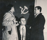 From the left Miroslav Masák, Milan Krejčí a Luboš Kos; 1957