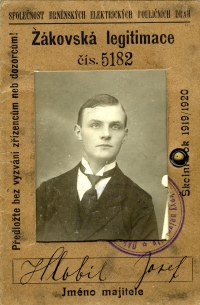 Pupil legitimation of Josef Hlobil in the school year 1919/20 