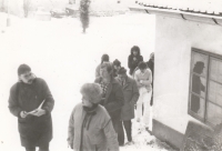 Miloslav Trégl při návštěvě Občanského fóra v pečovatelském domě ve Štěkni (prosinec 1989)