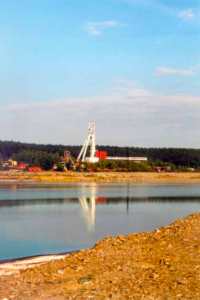 The view of the mine R II across the tailings pond K I