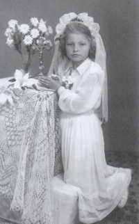 Magda at the First Holy Communion, Stropkov 1953
