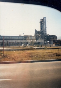 The stadium in Sarajevo damaged by bombing. Photograph taken betwen 1997 - 1998.