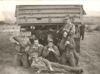 Martin Fejfárek with his schoolmates at the Tank and Automobile Military High School. Nitra, around 1989