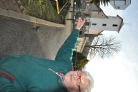 the place in front of the church in Selec, where the men stood in line of four 