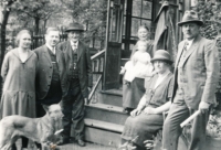 The Johns in front of a gazebo in 1928