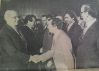 Josef Šnejdar s prezidentem Gustávem Husákem při slavnostním otevření Paláce kultury, 2. dubna 1981