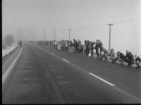 A 'human chain' between Hradcec Králové, Pardubice and Chrudim, a protest organised by students on December 3rd 1989 