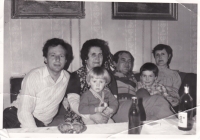 A family photo, Mrs. Konečná's mother, her husband Antonín and their children Yvonne and Petr