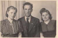 Anastázie Lorencová (on the left) with her husband and sister Gizela