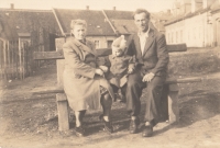 Anastázie and Josef Lorenc with their son Josef, probably 1950