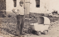 Grandfather Václav Tuček with his grandson Zdeněk, who was born two months after his father's arrest, in January 1956
