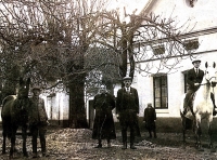  Strýc Josef Vozáb (standing in the middle) in front of the estate in Spytovice (shortly after war)