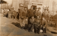 With coworkers in the Czechoslovak Automobile Repairs in Moravany (second from the right). 1966