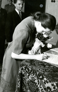 Helena Krulichová at her wedding at the Iranian Embassy, May 3, 1953