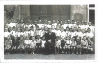 Boy's school in Zálabská street, 3rd grade, 1943 - 1944; Josef Král is in the second row on the right behind Mr Linek, a teacher 