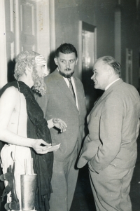 František Tröster on a break during his daughter's theater performance, 1963