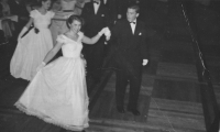 Jana Krčmářová with her classmate at the graduation ball, 1956