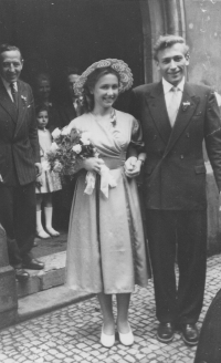 Jana and Josef Krčmář on their wedding day, 1957