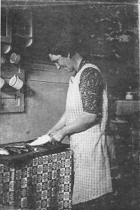 Grandmother Anna Bucháčková in the Holešovice kitchen, the 1930s