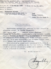 List, ktorý poslalo ministerstvo Petrovej babičke, keď pátrala po osude svojich rodičov.