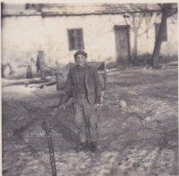 Brother Jiří at the farm in Cetule, 1951
