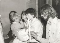 Christening of her daughter, Věra Hrudková, in August 1987