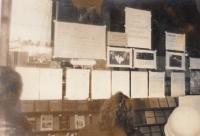 November 1989 - leaflets on the book shop window 