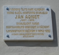 Memorial plaque to Ján Agnet in Ochtina (2009)
