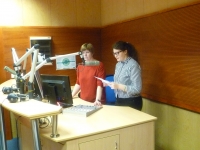 The students of the Jihlava grammar school during filming in the Czech Radio
