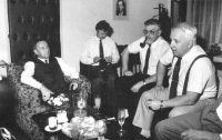 In 1991 the Academic Pipe Club was formed in Uh. Hradiště. Here the founding members after the opening of the exhibition entitled Vášeň zvaná dýmka (Passion called the Pipe): PhDr. Svatopluk Bimka, the director of the cultural department at the regional office, PhDr. Ivo Frolec, the director of the Museum of Moravian Slovakia, Ladislav Šupka, the mayor JUDr. Ivan Gavanda, a notary in Uh. Hradiště.