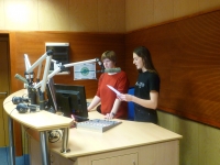 The students of the Jihlava grammar school during filming in the Czech Radio