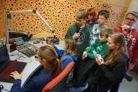 Recording a report in the studio of the Czech Radio 