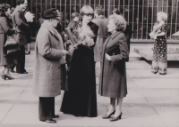 University graduation, 1979. Natália and her parents in front of the Carolinum building of the Charles University in Prague.