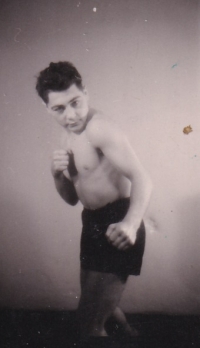 Negatives with photographs of Viktor Fisch as a boxer