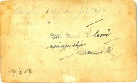 A greeting from Terezia Stolzová written in her own hand (back side)