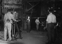 Eva Mudrová during broadcast from new Klement Gottwald´s Vítkovice Ironworks in Ostrava in 1956