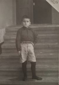 Nine-year old Josef in Sokol traditional costume in 1936