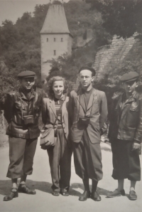 With his wife Helenka and the cousin in 1950