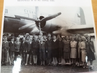Students from the Ruzyně school before boarding a flight over Prague with ČSA (Czechoslovak Airlines)