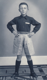 Bedřich Boršek at the age of 6, when he started exercising at the Sokol gymnasium, 1934