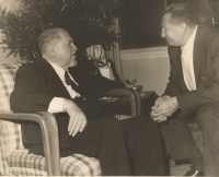 Grandfather Sigmund Waldes left, right his son Harry, uncle of Jirina Novakova, New York 1960
