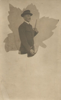 Otto Hromádko in a forest uniform before leaving for the front, where he fell in 1914