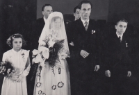 Wedding, January 17, 1954; best men: Pepa Mádl, Eduard Klein, bridesmaid: Zdenka Bittnerová, bachelor: Zdeněk Havláček 