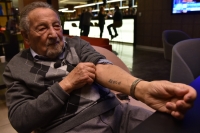 Vladimír Munk in Cracow in 2020 with his tattooed number from the Auschwitz-Birkenau camp